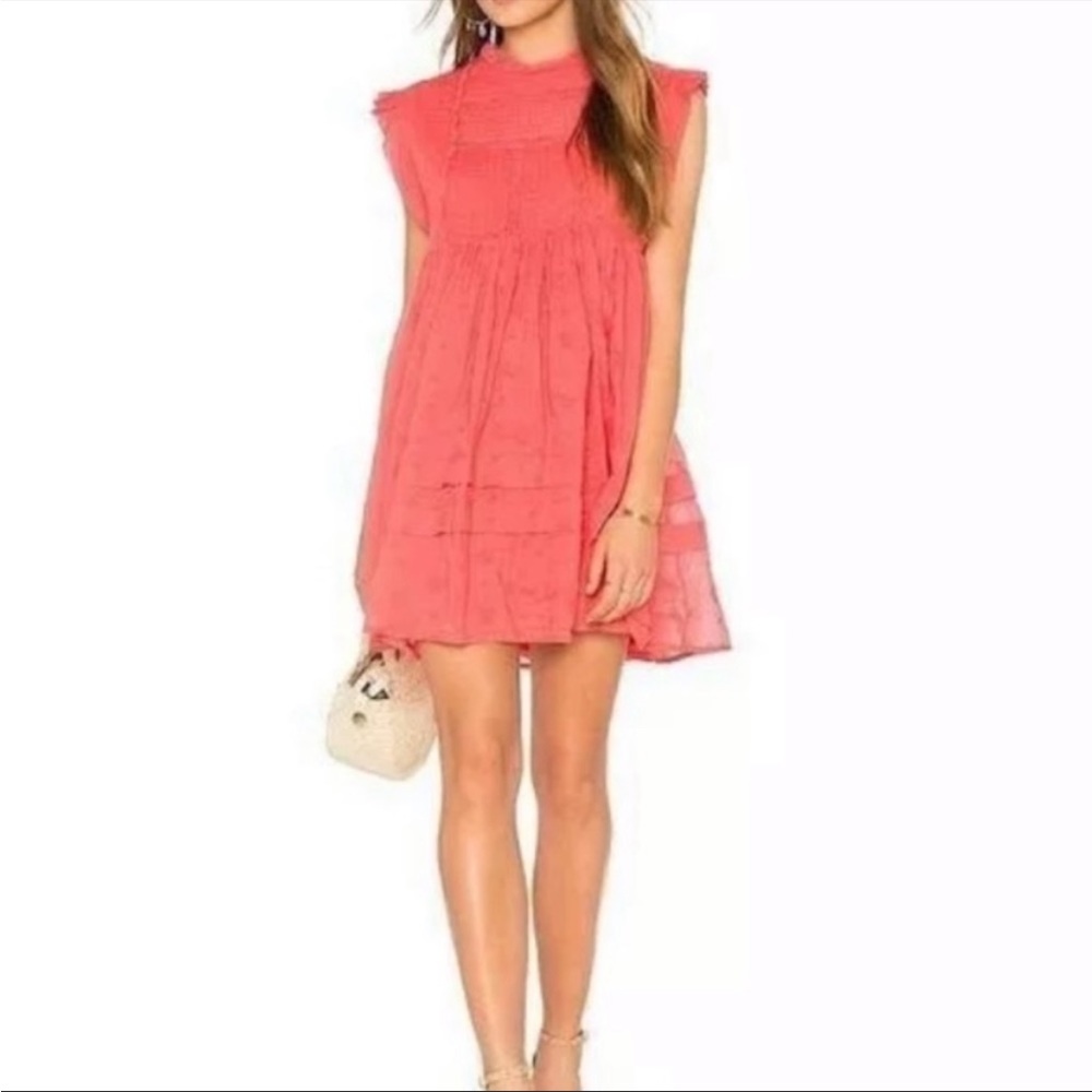 FREE PEOPLE Nobody Like You Embroidered Mini Dress in Coral - Picture 3 of 14